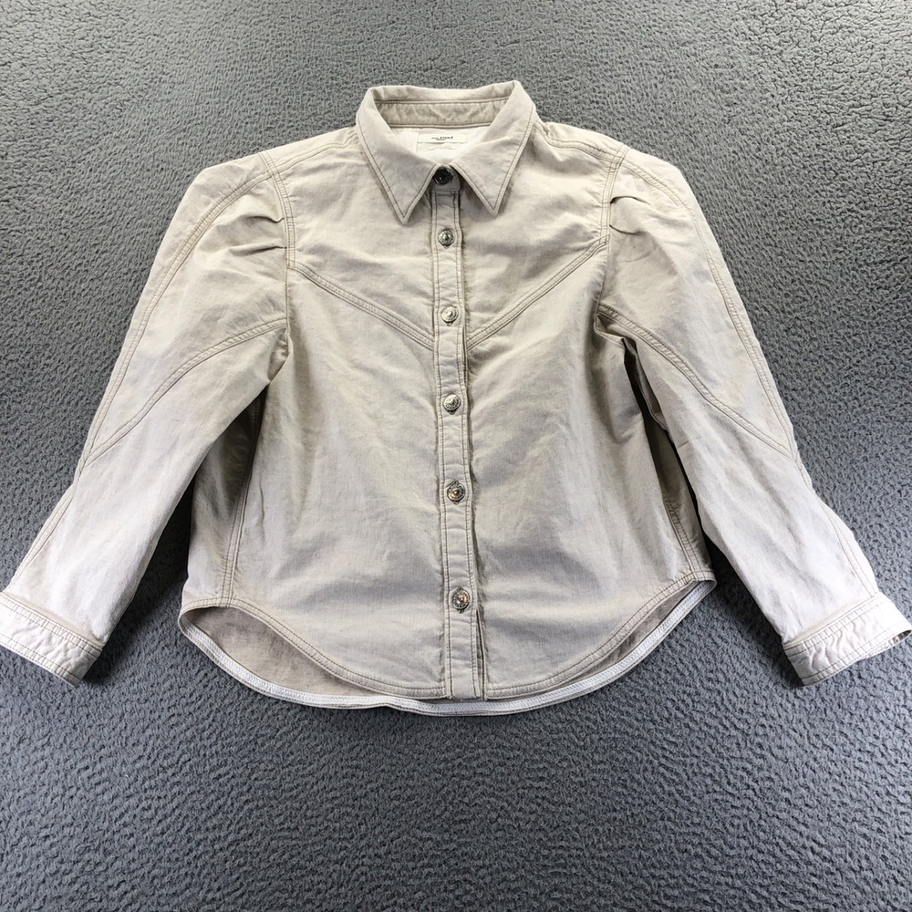 Isabel Etoile Marant Shirt Jacket Womens 38 Ecru Denin Cotton Linen Snap